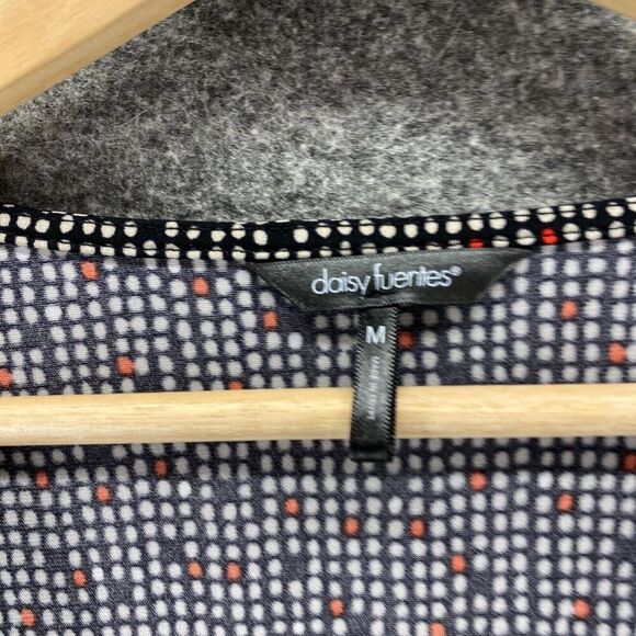 Daisy Fuentes Blouse Women M Medium Black Polka Dot V-Neck Long Sleeve Casual - Picture 5 of 9